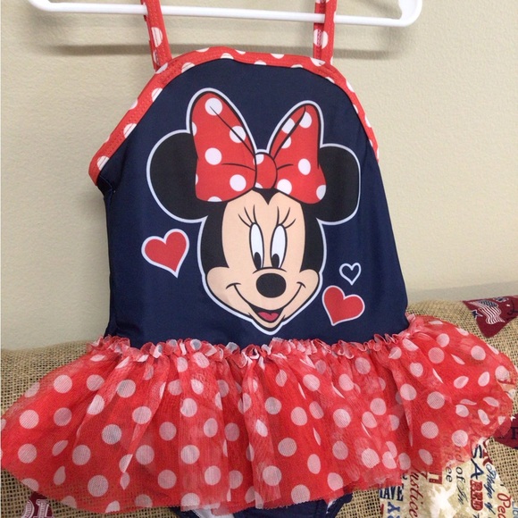 Disney Girls Minnie Mouse Swimsuit Size 4T ~ Excellent 🏖️⛱️🏝️ - Picture 12 of 16